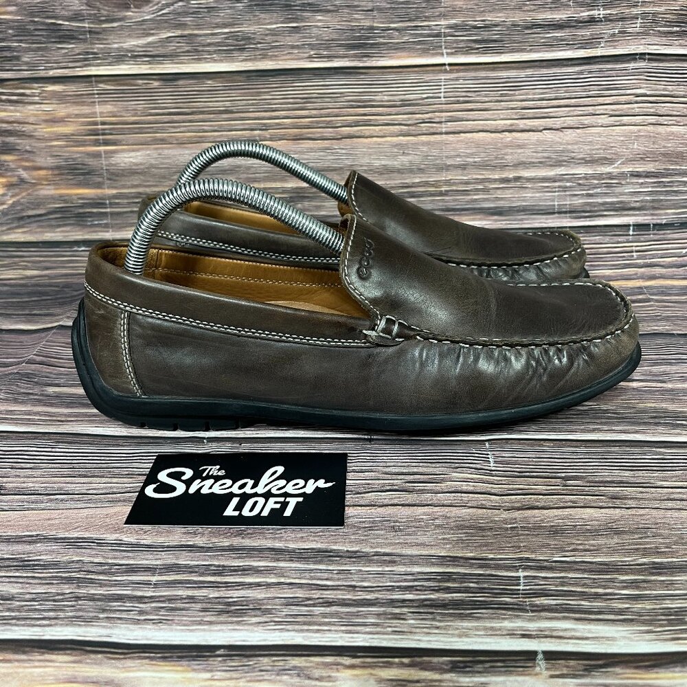 Ecco Men's Brown Driving Loafer Leather Slip On Shoes